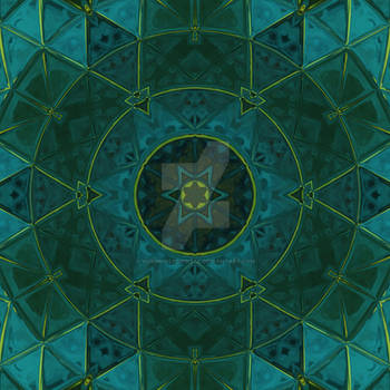 Mosaic Kaleidoscope Flower Teal and Green