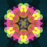 Retro Mandala Flower Pink Yellow and Green