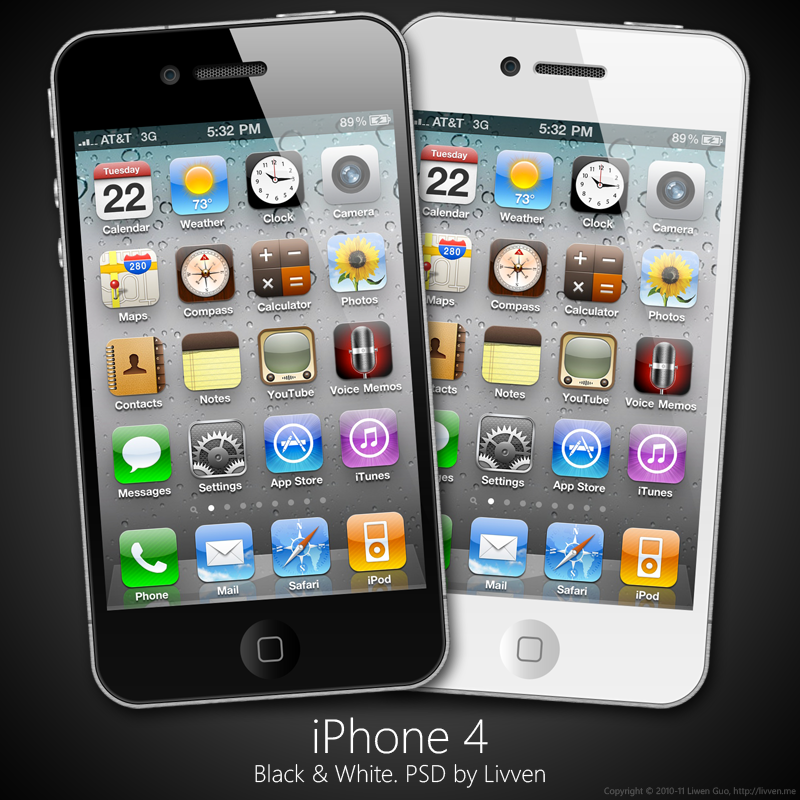 iPhone 4 PSD: White and Black