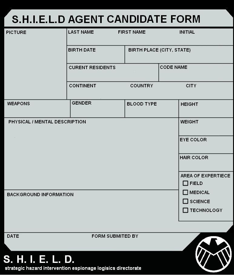 S.H.I.E.L.D AGENT CANDIDATE FORM