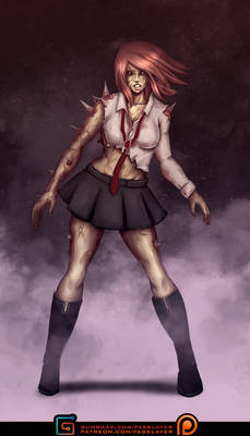 Zombie Schoolgirl with pointy things