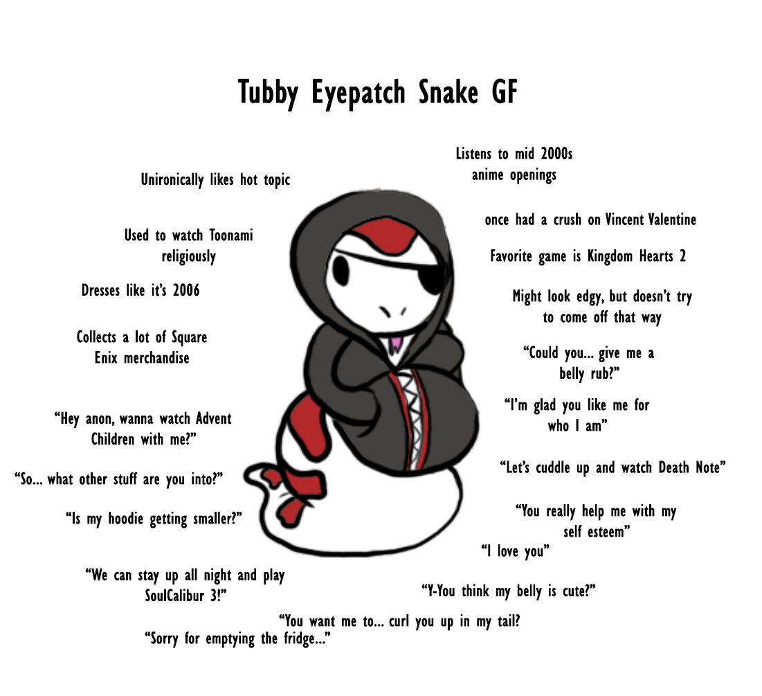Tubby Eyepatch Snake gf by roxas617 on DeviantArt