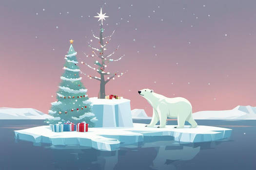 DreamUp Creation Polar Bear at Christmas