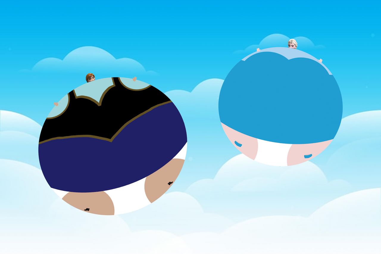 Frozen Inflation Deviantart Anna and Elsa inflated and floating in the sky by MaryBethMaria1423 on ...