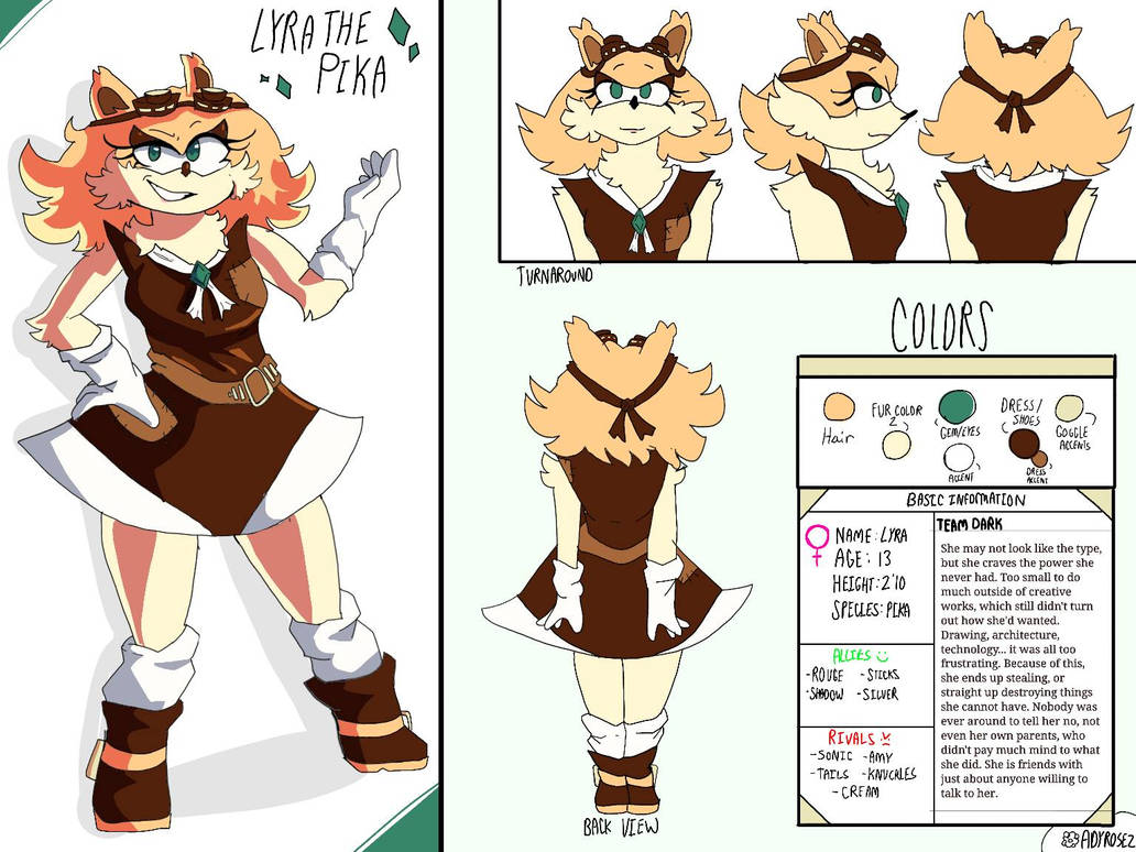 Sonic OC Reference Sheet (Lyra) by AdyRosez on DeviantArt