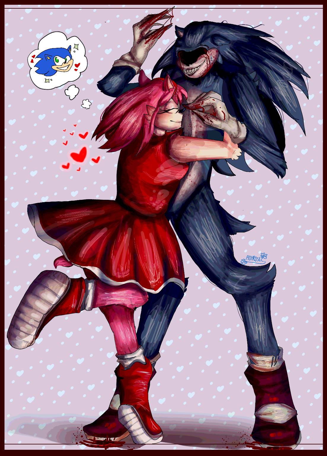 Sonic.EXE / Amy hug! by AdyRosez on DeviantArt