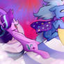 Starlight and Trixie on the rocket