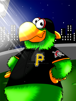 Pittsburgh's Pirate Parrot at PNC Park at Night!