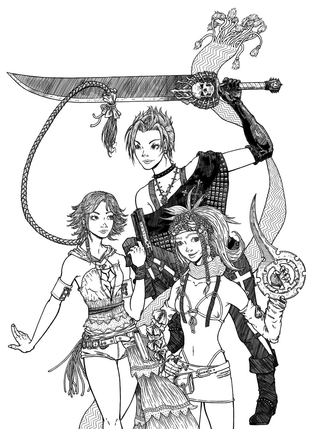Final Fantasy X - 2: Paine, Yuna, and Rikku