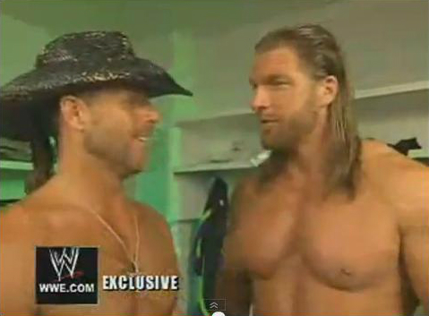 HBK and HHH without shirts