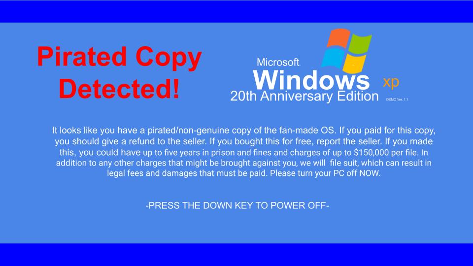 Anti Piracy Windows Xp th Anniversary Edition By Thegamer00 On Deviantart
