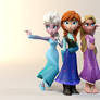 Elsa, Anna, and Rapunzel