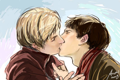 Sketch Merlin X Arthur kisses