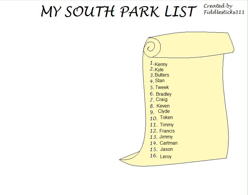 My South Park List