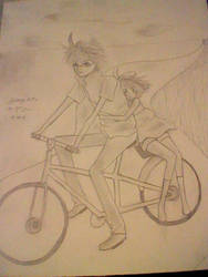 Anime Couple riding Bicycle