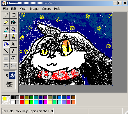this is a picture of Klonoa done in Windows 2000 MSPaint.