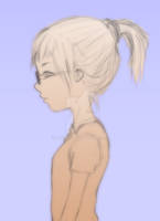 high-ponytail girl side view