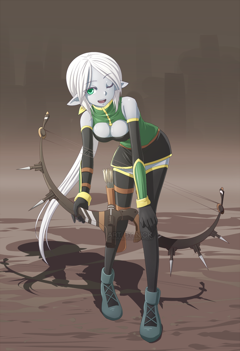 a Drow with a bow