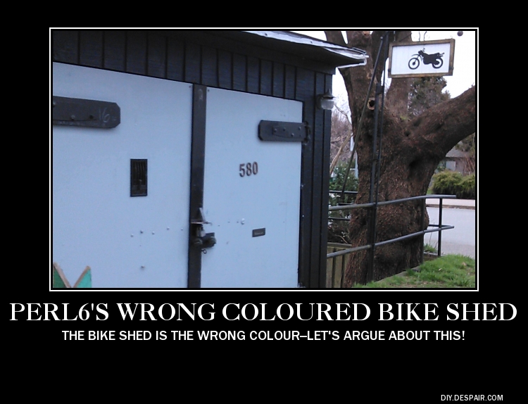 Let's argue about the wrong coloured bike shed