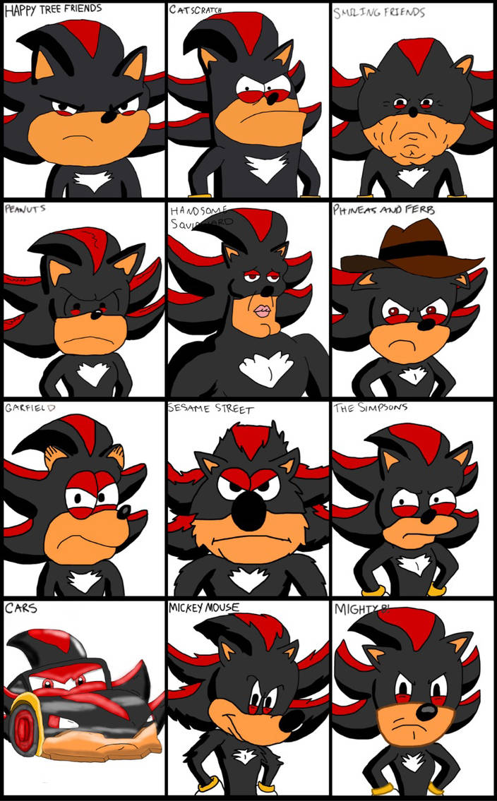 Toonsite Shadow Shadow the Hedgehog in 12 CARTOON STYLES by SonicBoy2934 on DeviantArt