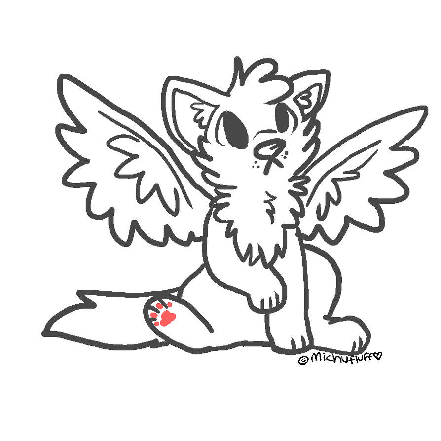 Winged wolf lineart! by Squirrelings