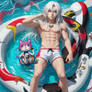 DreamShaper 8 emo neko boy with long white hair a