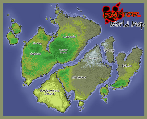 Raptor World Map Illustration