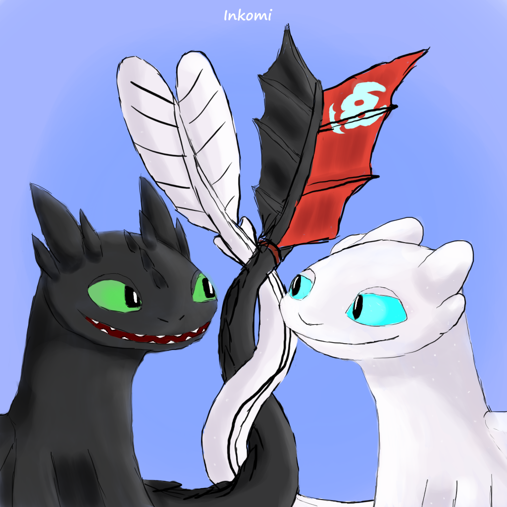 Toothless and the Light fury by Inkomi on DeviantArt