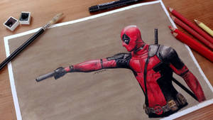 Deadpool - colored pencil drawing