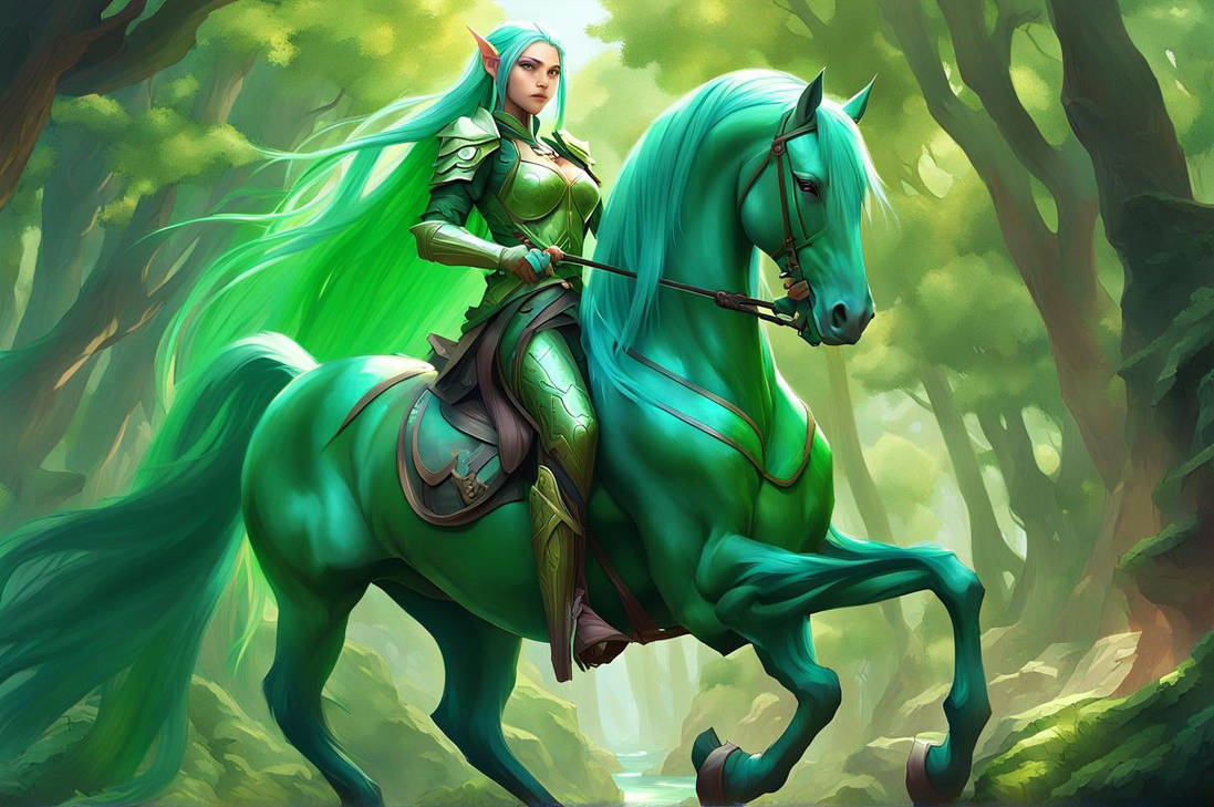 Elf Riding Bat Green Elf Riding a Green Horse by rogerpgh on DeviantArt