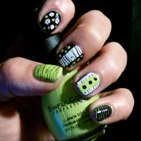 Lime Green and Zebra Print Nails