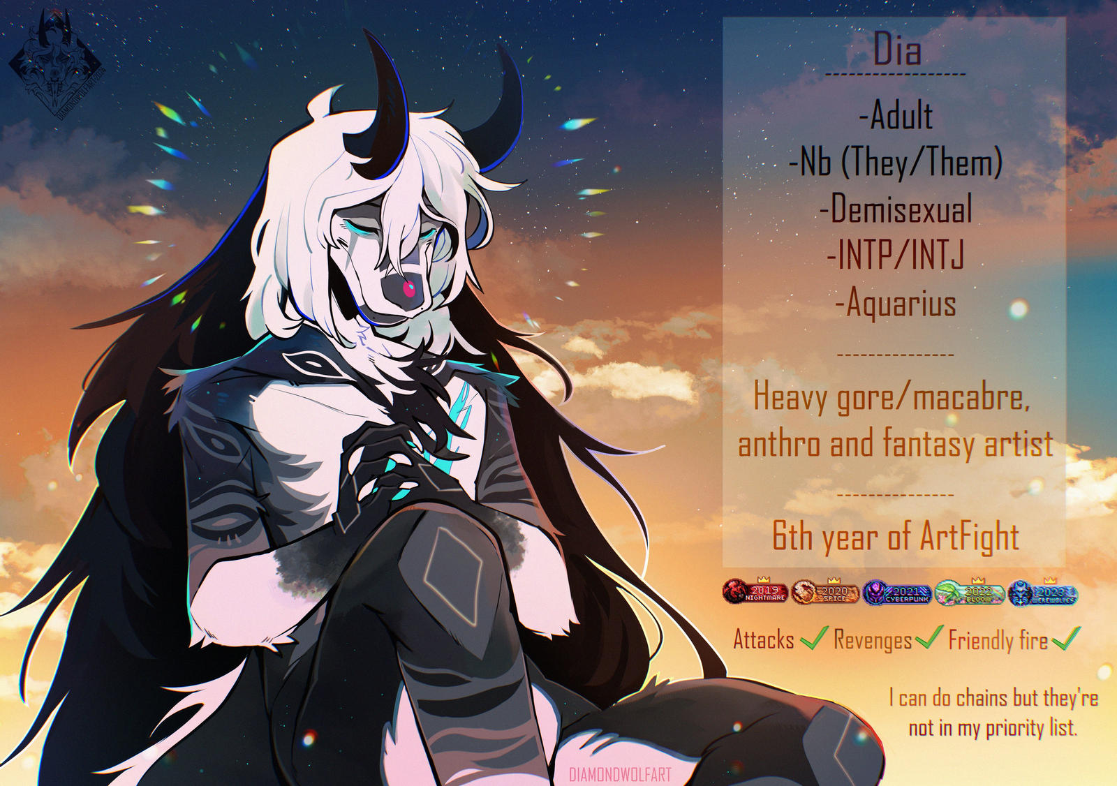 Artfight Profile Card 2024 by DiamondwolfArt on DeviantArt