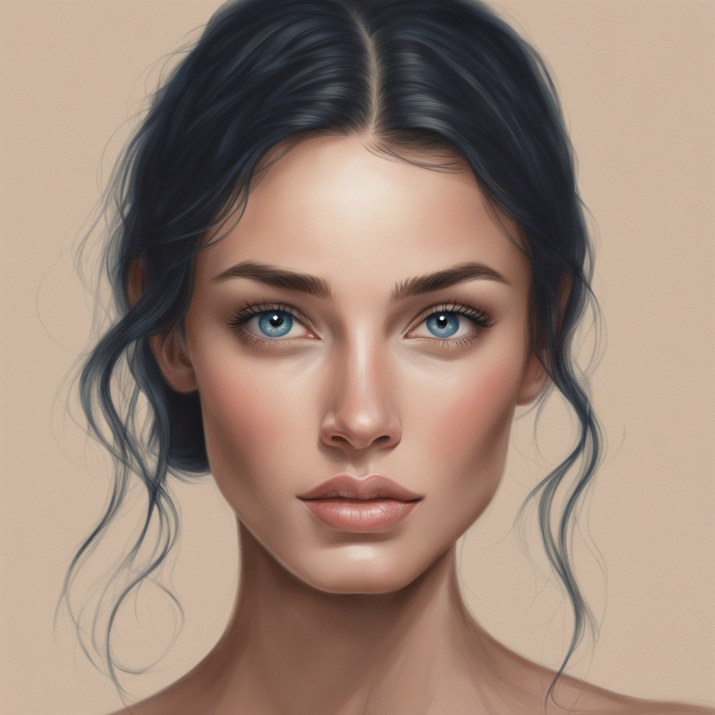 A Portrait Of A Beautiful Woman Has Long Dark Blue