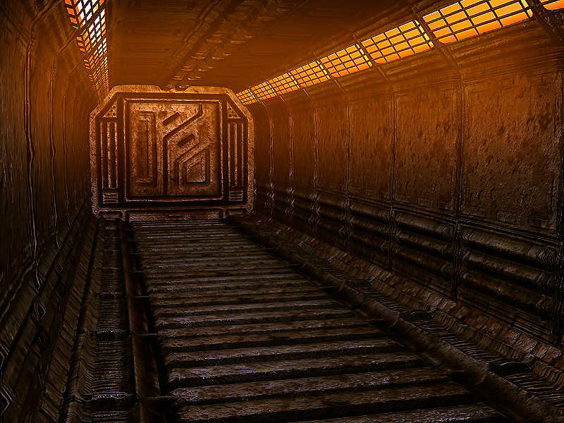 rusty sci fi corridor