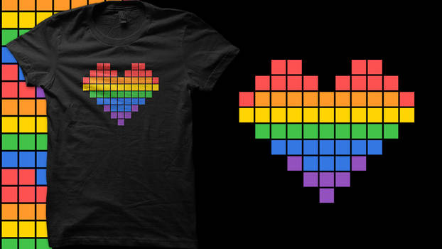 Pride 2022 - Rainbow Pixel Heart design on Qwertee