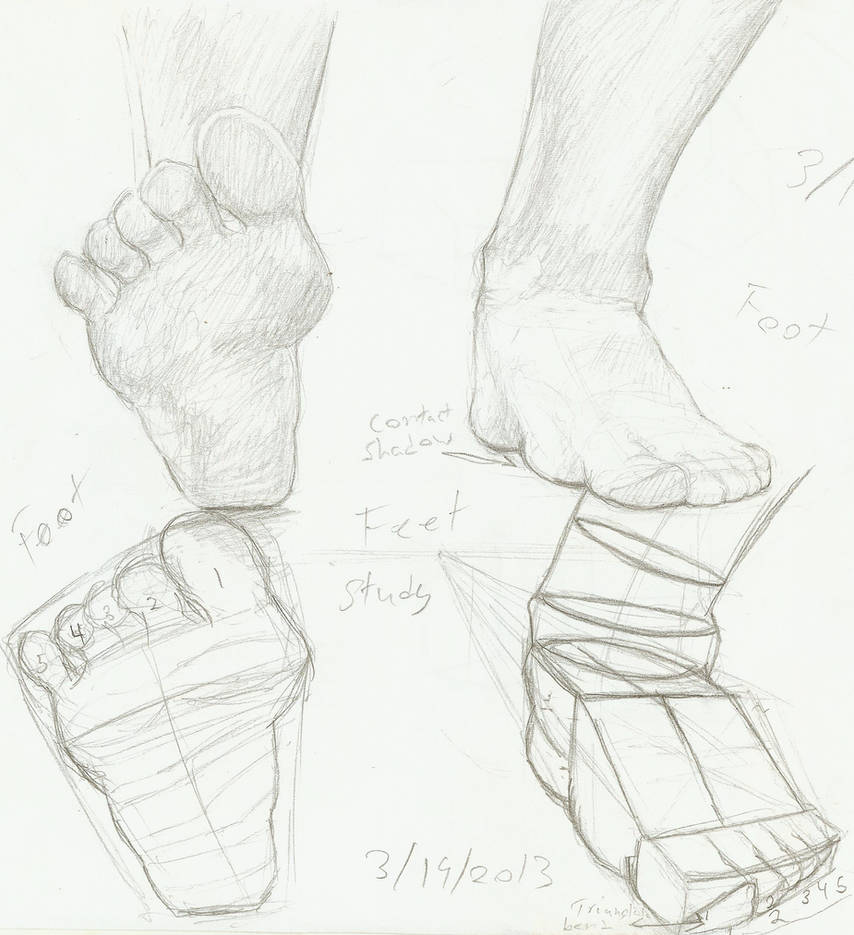 Feet study, with basic shapes . by PencilSpecter on DeviantArt