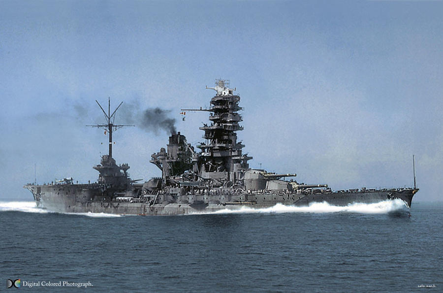 Battleship Hyuga colored by tr4br