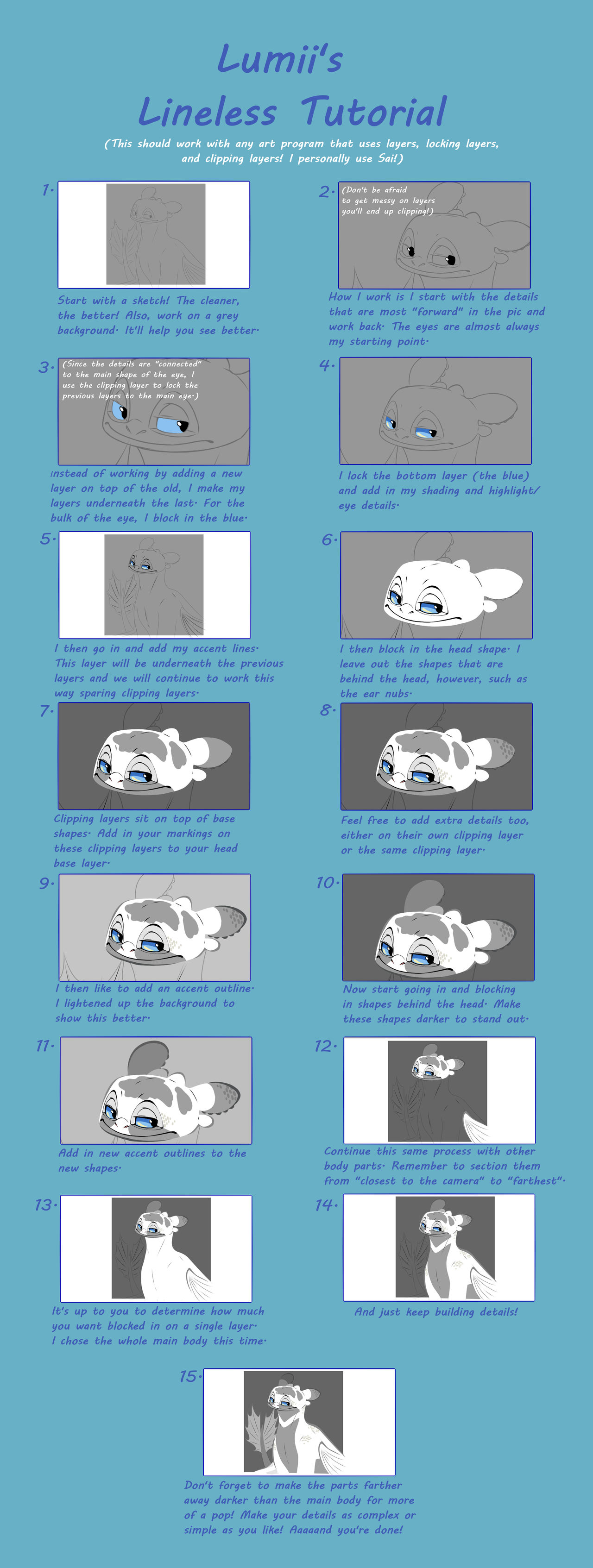 Lineless Tutorial by LumiiDragon on DeviantArt