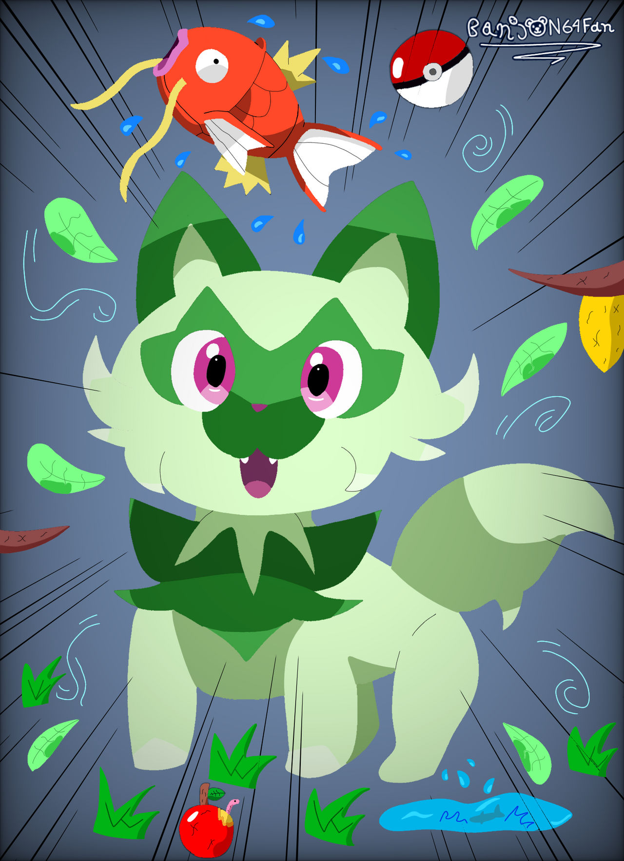 Spring A Tito Pokemon Gen 9 Sprigatito Grass Cat by BanjoN64Fan on DeviantArt