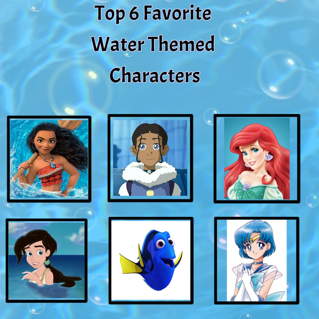 My Top 6 Favorite Water Themed Characters by AnimationLover247 on DeviantArt My top 6 favorite water themed characters by animationlover247 on deviantart