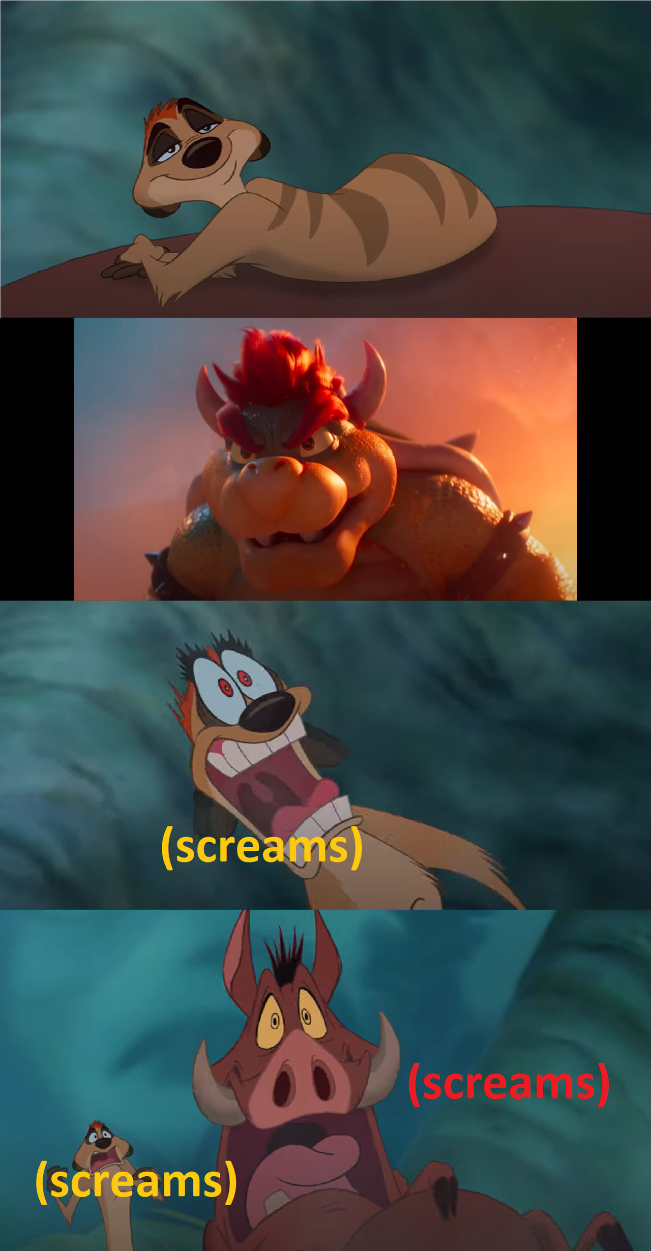 Timon And Pumbaa Are Awaken By Bowser by AnimationLover247 on DeviantArt