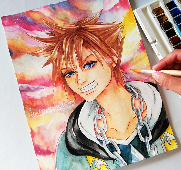 Sora [ Kingdom Hearts ] ~ Watercolor Painting