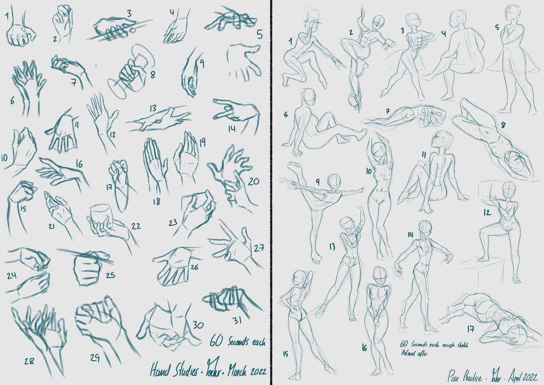 Hand Drawn Example Hand and Pose Studies by Mouhr on DeviantArt
