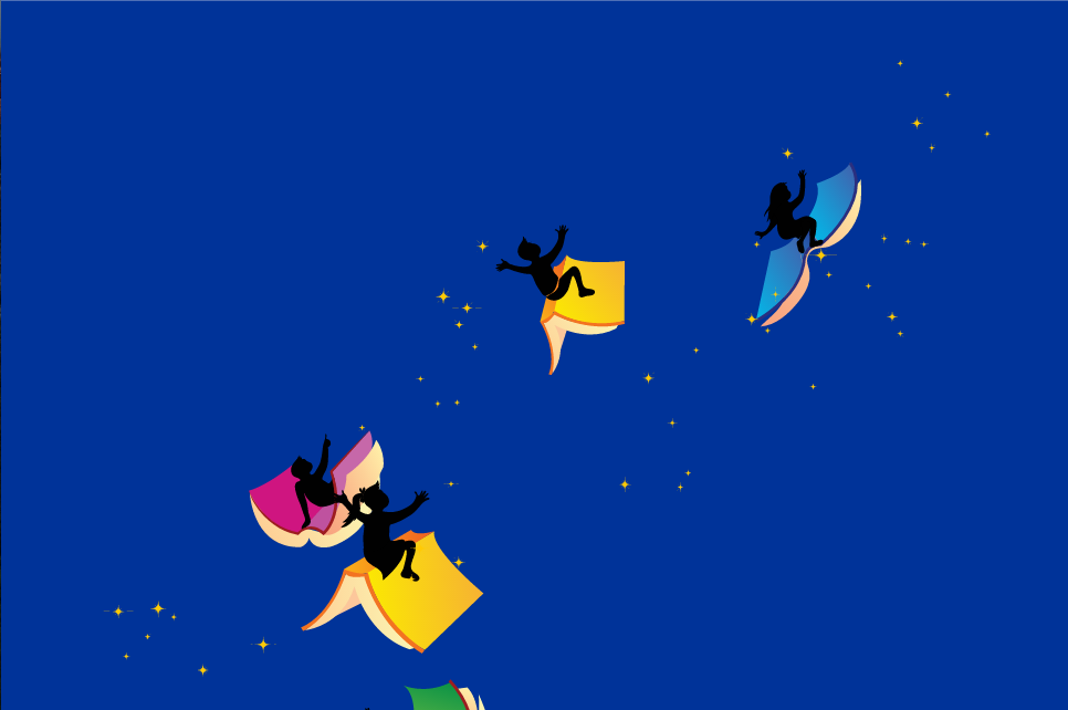 Happy Kids and Flying Books at Night by autopica on DeviantArt Happy Kids and Flying Books at Night by autopica on DeviantArt