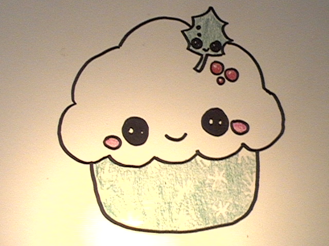 Kawaii Christmas cupcake