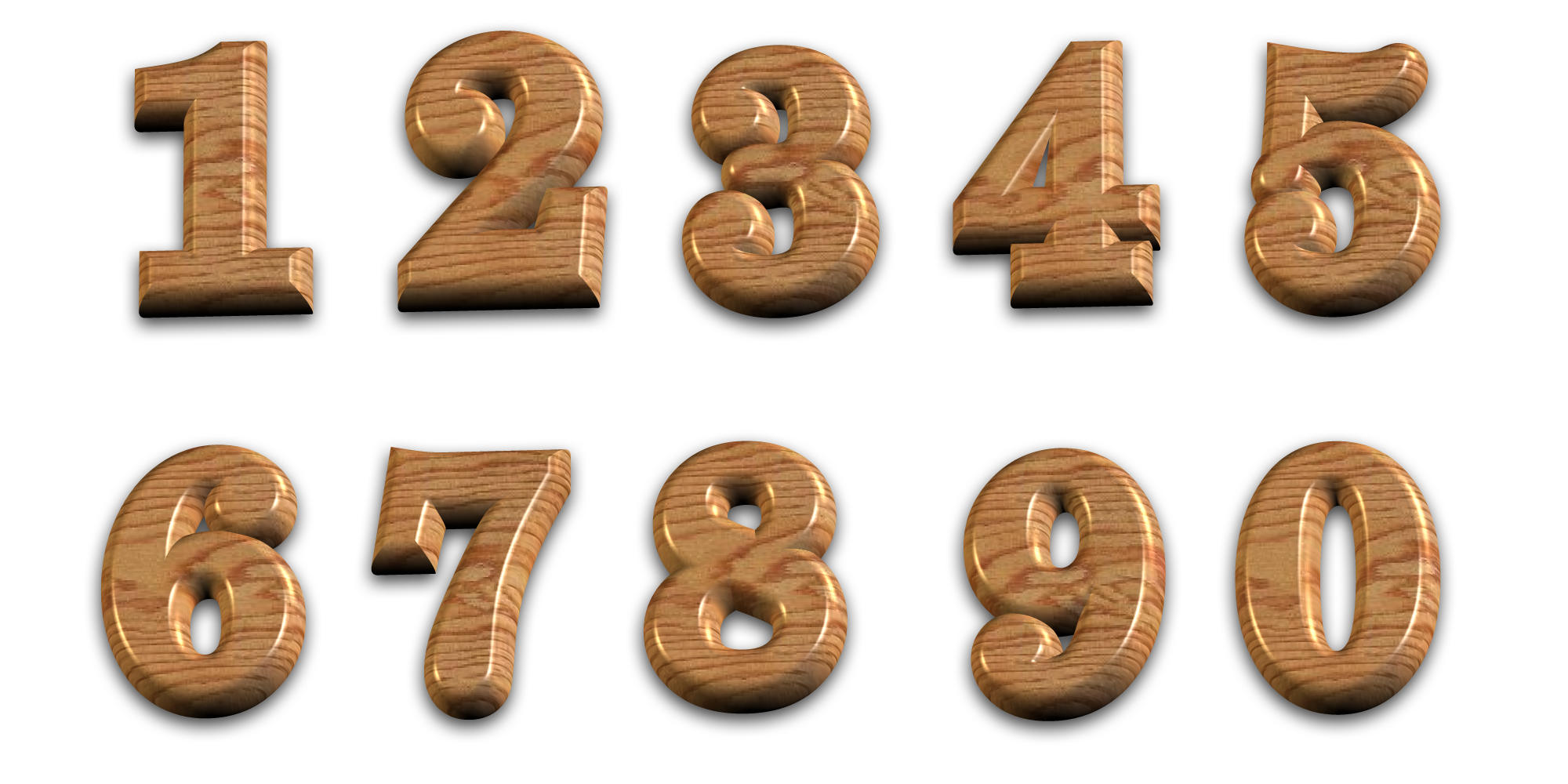 3D Polished Wooden Numbers With Transparent Backgr by PLACID85 on