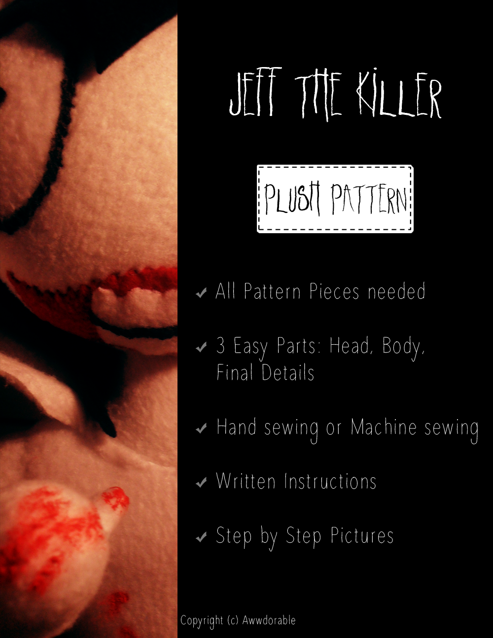 M-Sharlotte's Jeff the Killer Plush Pattern