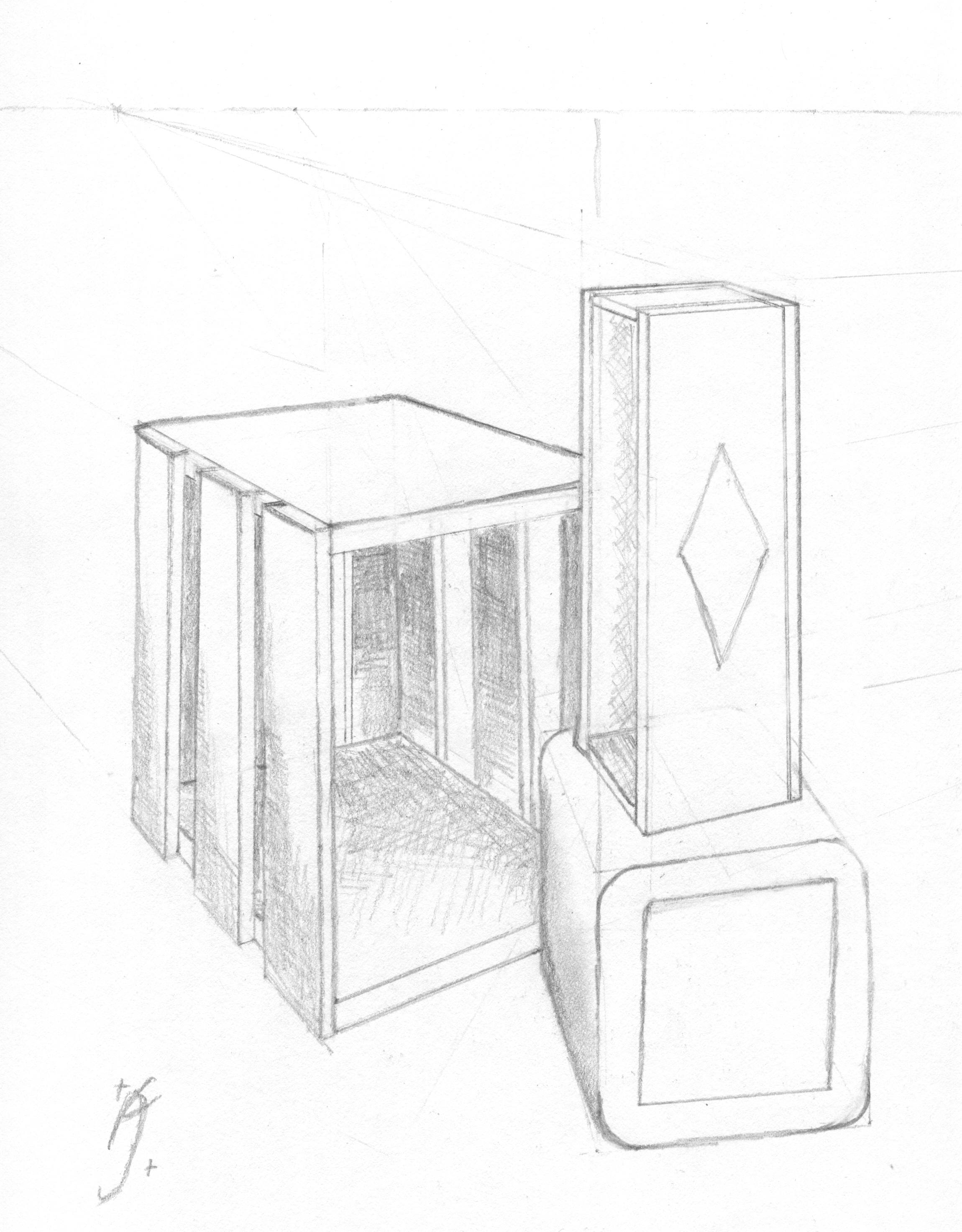 Perspective sketch of Boxes