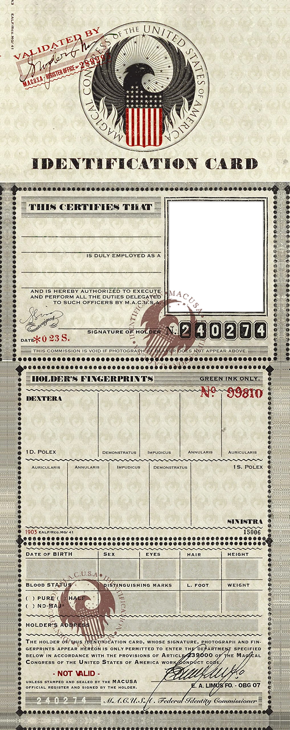 M.A.C.U.S.A. Identification Card Template PNG