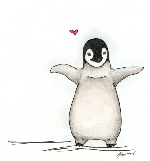 pudgy baby penguin love